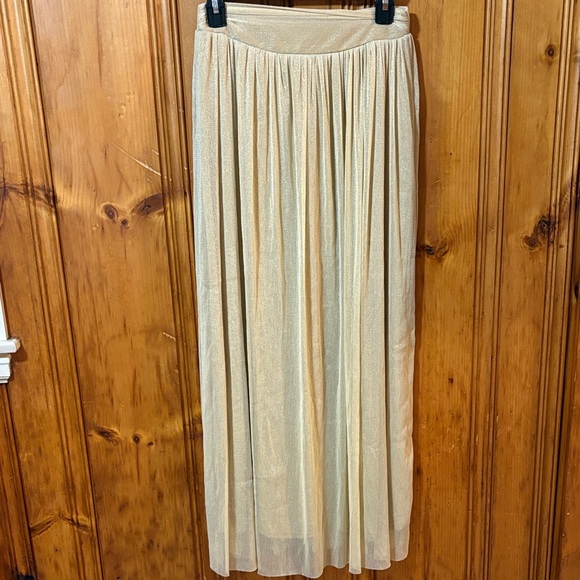 Mango Gold Maxi Skirt - Fully Lined - Size Small - Picture 1 of 7